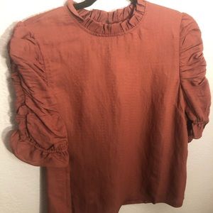 NWT Moon River Ruffled Puff Sleeve Top